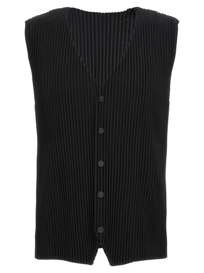 Issey Miyake Pleated Vest Gilet Black