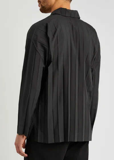 Issey Miyake Homme Plissé  Pleated Woven Shirt In Black