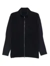 Issey Miyake Pleated Zipper Turtleneck Cardigan In Blue