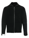 Issey Miyake Ribbed Texture Hooded Zip-up Sweater In Black