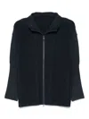 Issey Miyake Homme Plisse'  Men Pleated Zipped Shirt In Blue