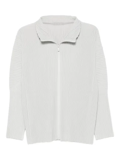 Issey Miyake Homme Plisse'  Pleated Zipped Shirt In Gray