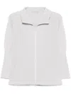 Issey Miyake Ribbed Texture Longline Zippered Shirt In Light Grey
