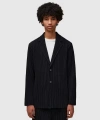 Issey Miyake Tailored Polyester Blazer Featuring Pleated Texture In Black