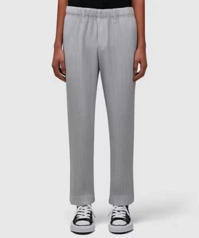 Issey Miyake Pleats Straight Leg Trouser In Light Grey