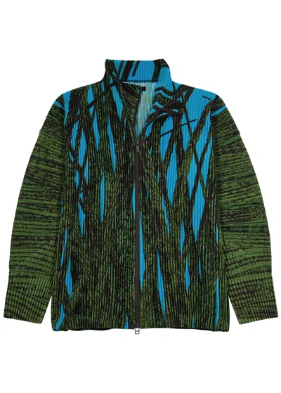 Issey Miyake Homme Plissé  Printed Pleated Jacket In Multi