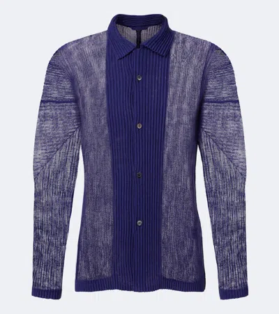 Issey Miyake Homme Plissé  Rustic Mesh Pleated Shirt In Blue