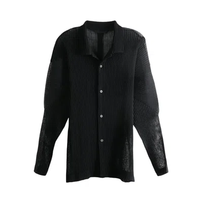 Pre-owned Issey Miyake Homme Plissé  Rustic Mesh Shirt 'black' | Men's Size 3