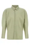Issey Miyake Long Sleeve Structured Shoulder Polyester Shirt In Green
