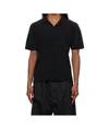 Issey Miyake Pleated Black Polo Shirt With Boxy Silhouette In Blue