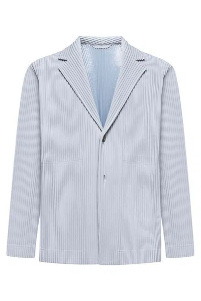 Issey Miyake Single-breasted V-neck Blazer In Blue