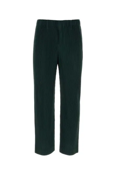 Issey Miyake Homme Plissé  Slim Fit Pleated Trousers In Green