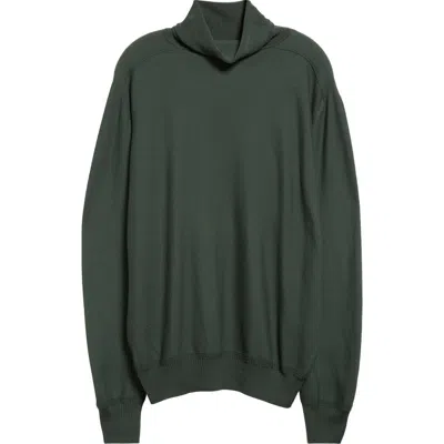 Issey Miyake Homme Plissé  Smooth Wool Turtleneck Sweater In Khaki