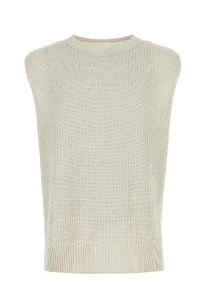 Issey Miyake Ribbed Crew-neck Cotton Waistcoat In White