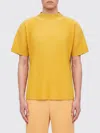 Issey Miyake March Series Pleated Texture Round Neck Top In Yellow