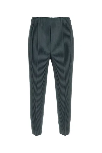 ISSEY MIYAKE HOMME PLISSE' ISSEY MIYAKE TEAL GREEN POLYESTER PANT