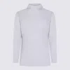 Issey Miyake Long Sleeve Ribbed Turtleneck Top In Gray
