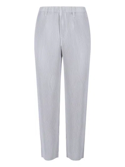 Issey Miyake Tailored Trousers Vertical Stripes In White