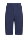 Issey Miyake Navy Tailored Pleats 2 Shorts In Blue Charcoal