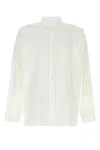 Issey Miyake Poplin Shirt With Chest Pocket And Mandarin Collar In White