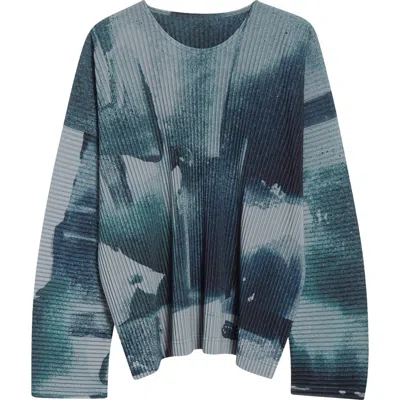 Issey Miyake Homme Plissé  Wind Walk Pleated Top In Gray/teal