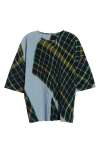 Issey Miyake Homme Plissé  Windswept Plaid Pleated Top