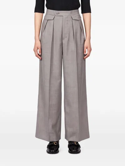 Issey Miyake Honest Ensemble Pleated Tailored Trousers In Gray