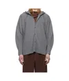 Issey Miyake Pleated Hooded Jacket In Gray