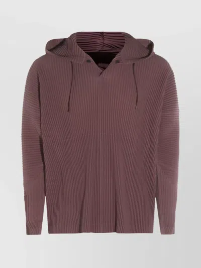 ISSEY MIYAKE HOODED LONG SLEEVE SWEATSHIRT DRAWSTRING DETAIL