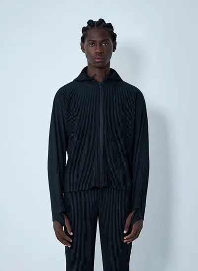 Issey Miyake Hooded Pleated Jacket In Blue