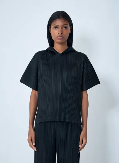 Issey Miyake Hooded Pleated Shirt In Blue