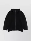 Issey Miyake Hooded Ribbed Texture Side Pockets Jacket In Black