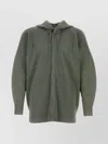 Issey Miyake Hooded Sweatshirt With Ribbed Texture And Long Sleeves In Grey