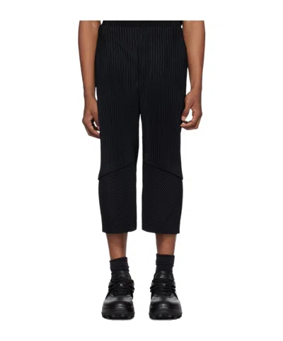Issey Miyake Horn Shaped Pleated Casual Pants In Black