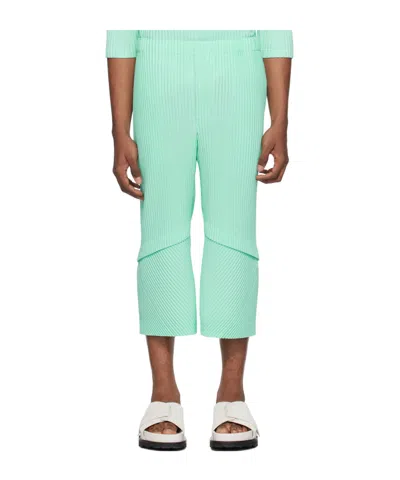 Issey Miyake Horn Shaped Pleated Casual Pants In Green