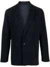 Issey Miyake Pleated Fabric Single-breasted Blazer In Blue