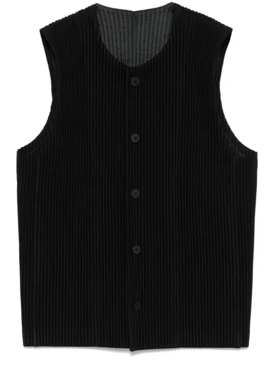 ISSEY MIYAKE TAILORED PLEATS 1 WAISTCOAT,HP56JE152 15 BLACK