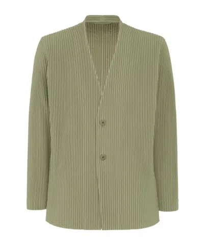 Issey Miyake Ingle-breasted Pleated Blazer In Gray