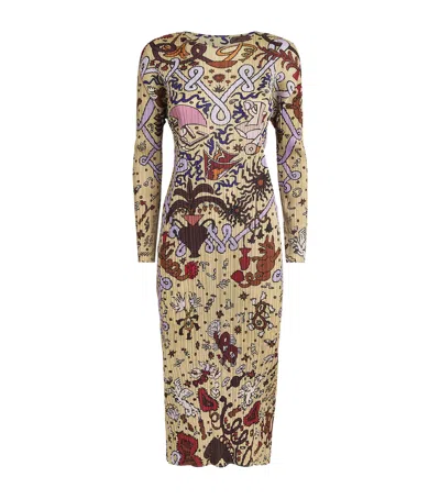 Issey Miyake Multicolor Interplanetary Midi Dress In 42 Greige