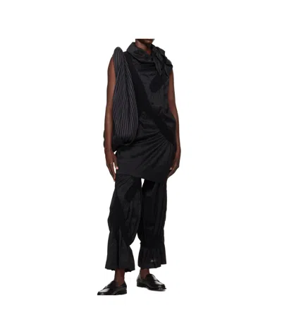 Issey Miyake Irregular Cowl Neck Dress In Black