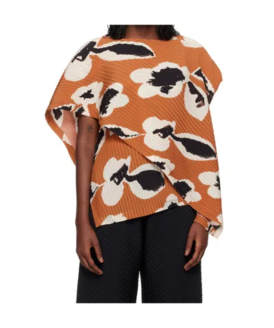 Issey Miyake Irregular Tops In Brown