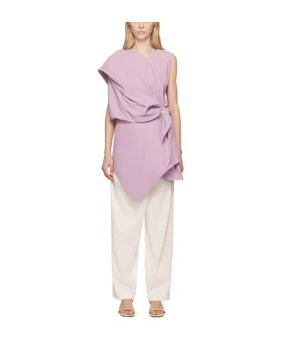 Issey Miyake Irregular Wrap Blouse In Pink