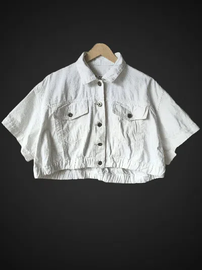 Pre-owned Issey Miyake Is By  Cropped Short Sleeve In White