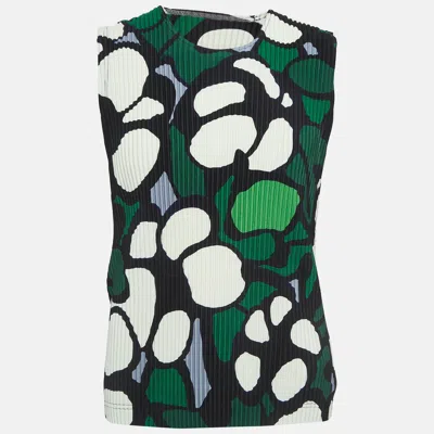Pre-owned Issey Miyake Issey Miyale Homme Plisse Green Printed Stretch Knit Tank Top One Size