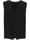 Issey Miyake Pleated Button-fastening Vest In Black