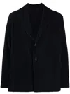Issey Miyake Textured Pleated Lapel Jacket In Blue