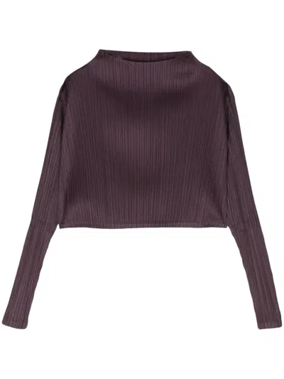 Issey Miyake January Pleated Cropped Top In Purple