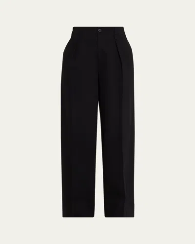 Issey Miyake Japanese Cotton Jersey Straight-leg Pants In Black