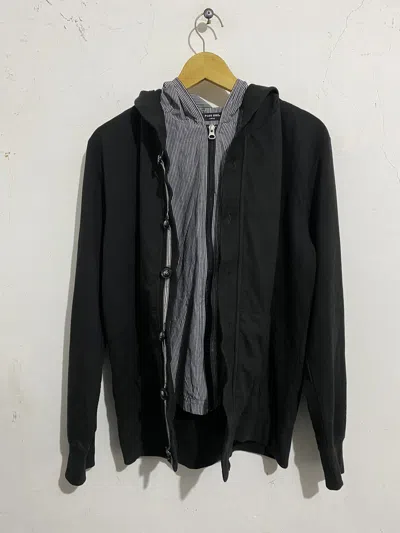Pre-owned Issey Miyake Japanese Double Layer Shirt Hoodie Archived Issey In Black