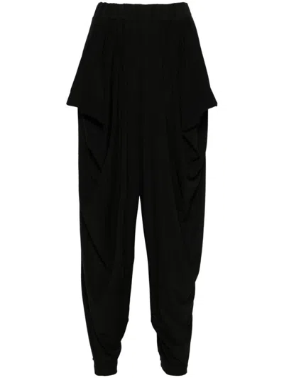 Issey Miyake Draped Tapered Trousers In Black